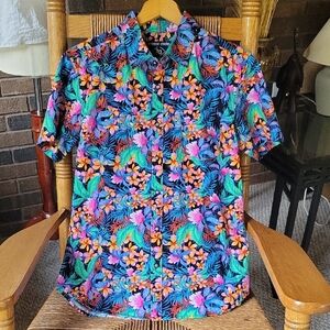 Amongst Others floral Hawaiian multicolored, short sleeve button down, size S